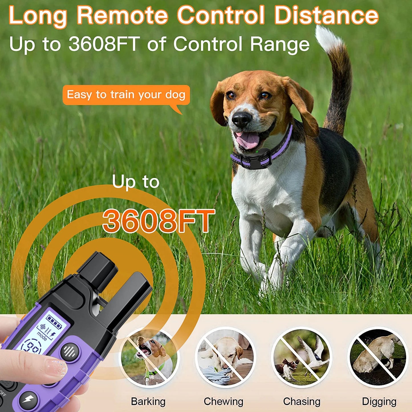 Electric Dog Training Collar Remote Control 3300Ft
