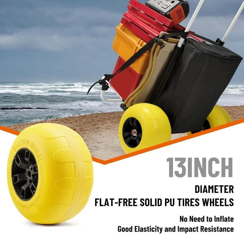 Beach Fishing Cart, 13” 165LBS Big Balloon Wheels