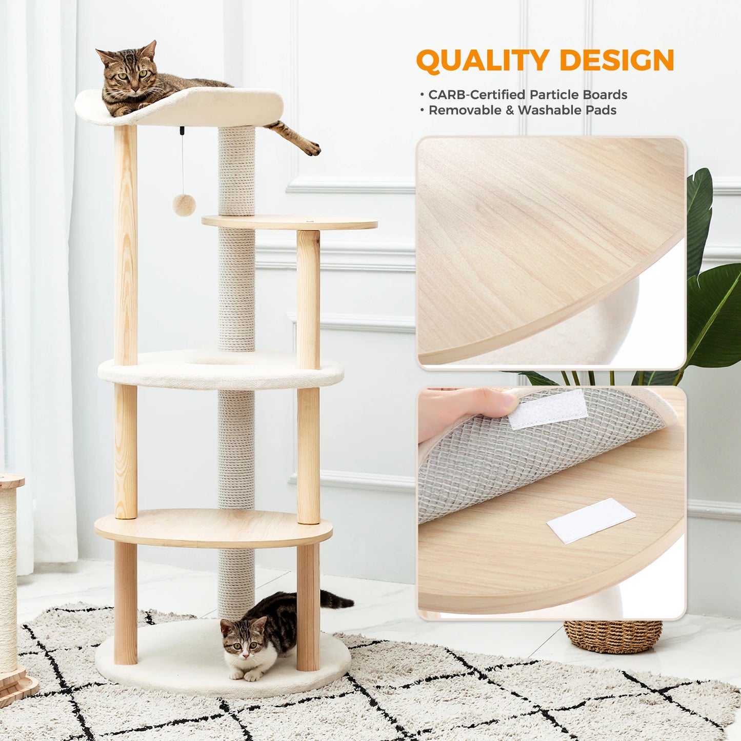 Cat Tree Tower Furniture Wooden with Scratching Post