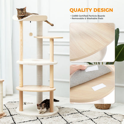 Cat Tree Tower Furniture Wooden with Scratching Post