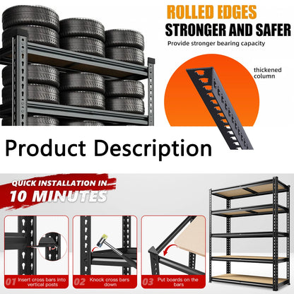 Garage Shelving 5 Tier Storage Shelves Heavy Duty
