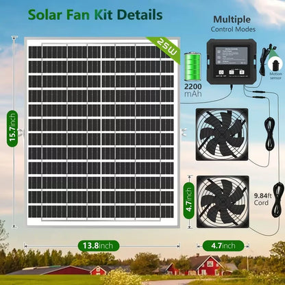 25W Solar Powered Exhaust Fan Kit