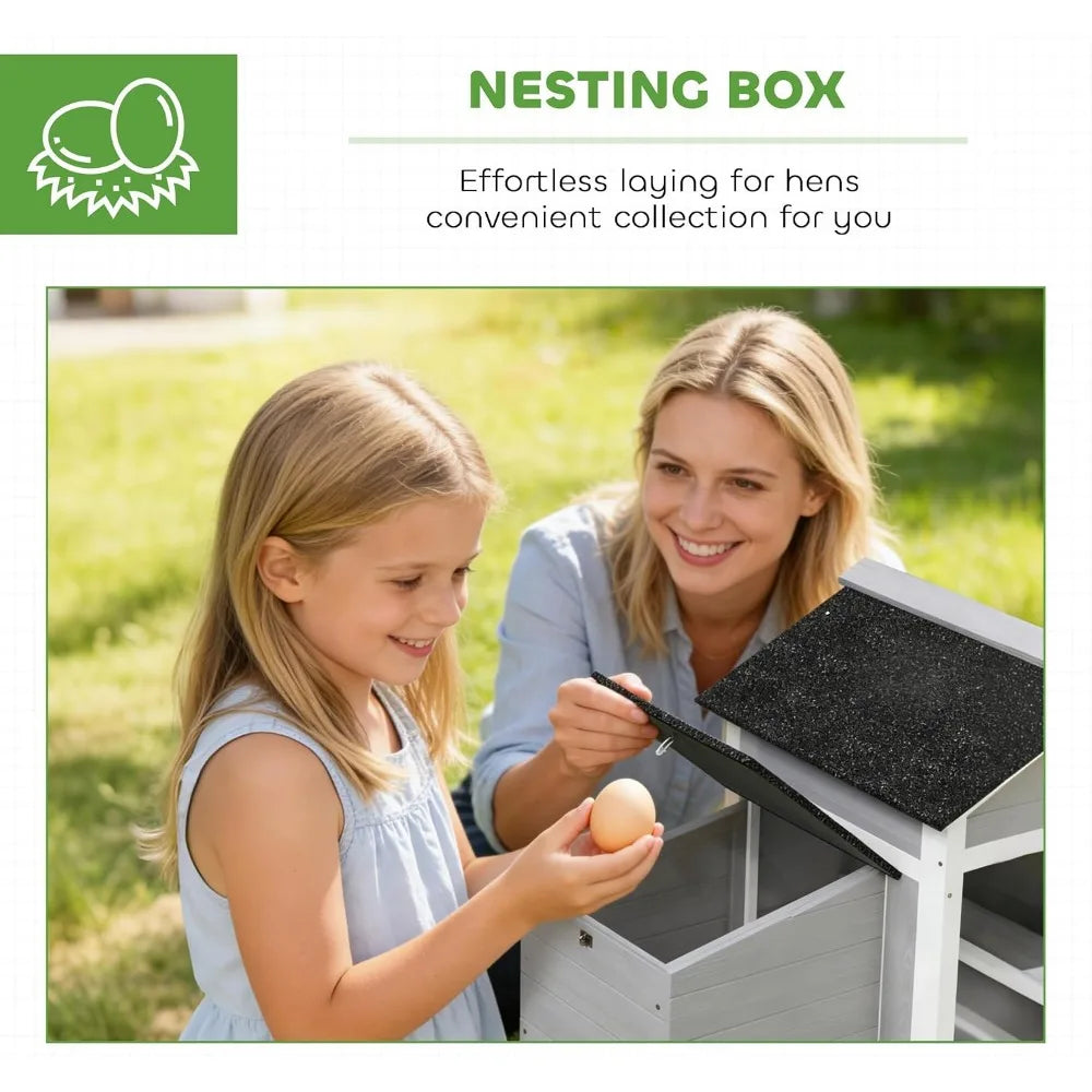 Outdoor Weatherproof Wooden Chicken Coop with Nesting Box