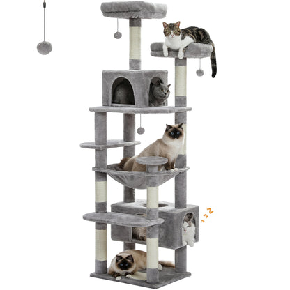 Cat Tree Tower W/ Scratching Posts& Hammock, Condo, Perch, Dangling Balls