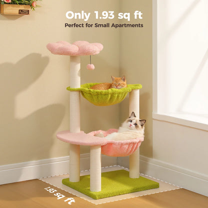 Flower Cat Tree with 2 Cozy Hammocks