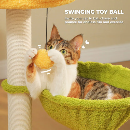Flower Cat Tree with 2 Cozy Hammocks