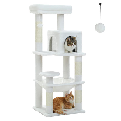 Cat Tree Tower with Metal Frame Hammock, Condo