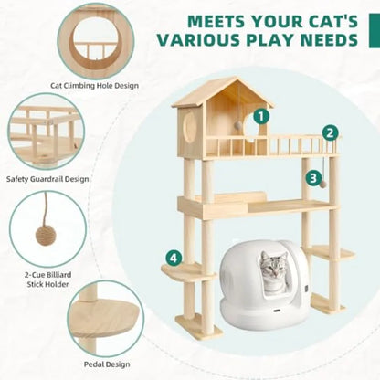 Wood Cat Tower for Automatic Litter Box