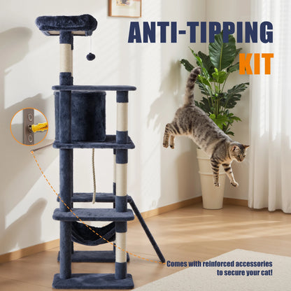63In Cat Tree Tall Multi-Cat Climbing Tower for Pet