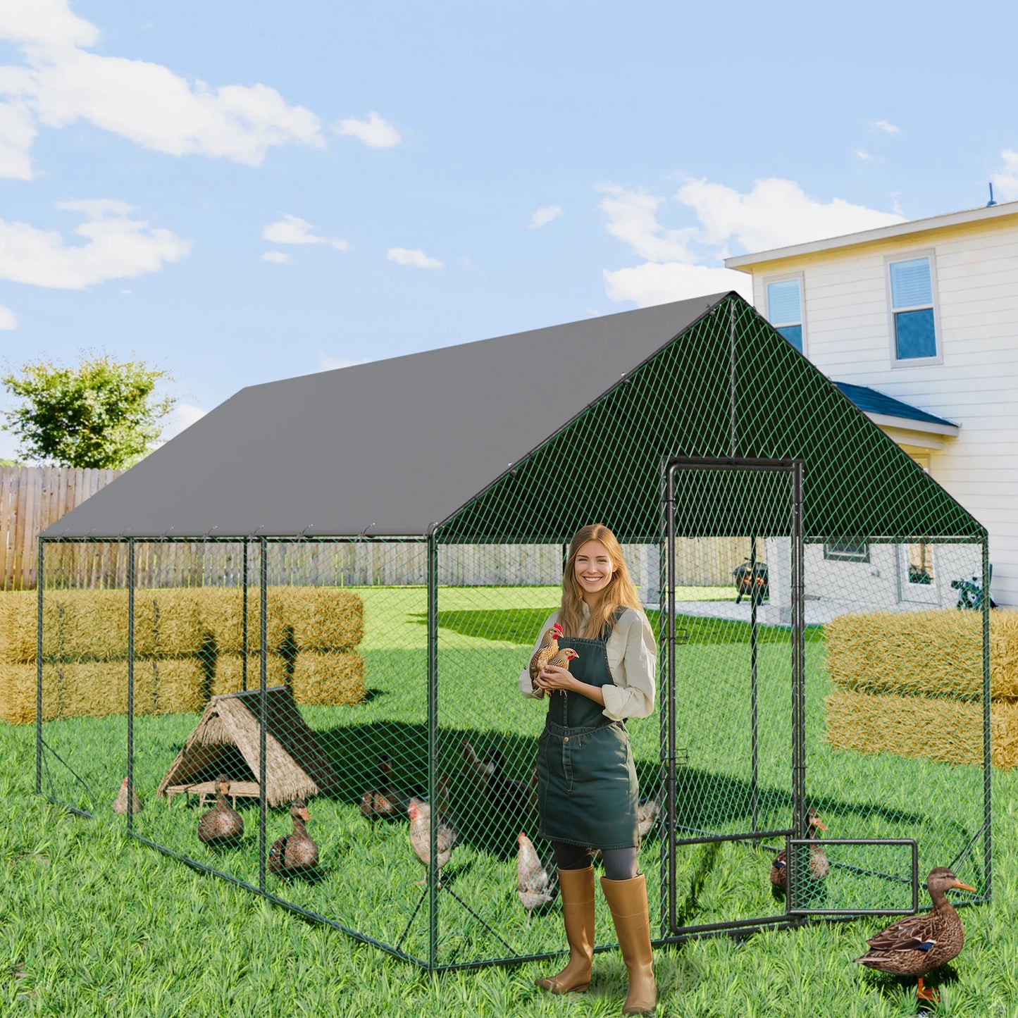 Large Metal Chicken Coop Duck Hen House