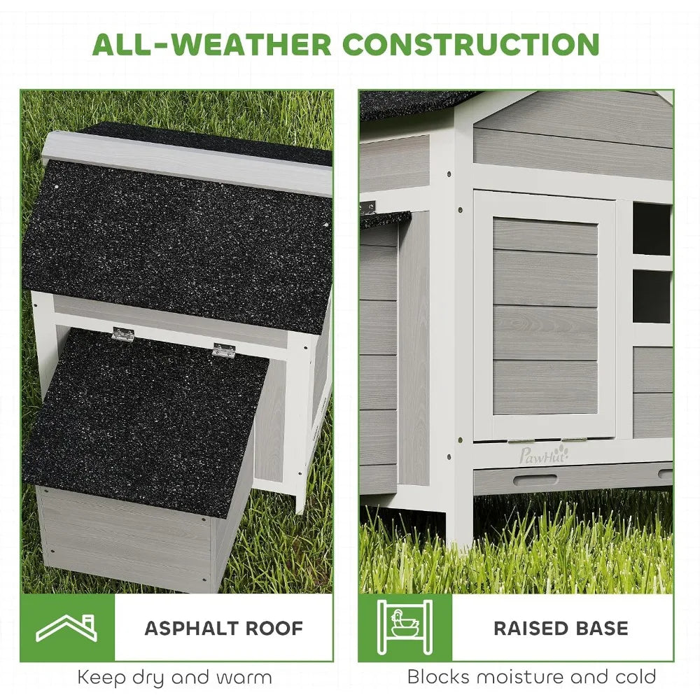 Outdoor Weatherproof Wooden Chicken Coop with Nesting Box