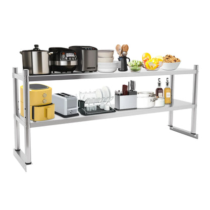 Stainless Steel Shelving, 2 Tier Adjustable 60.2*15.7*3.5in