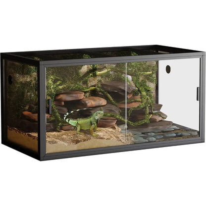120 Gallon Large Reptile Enclosure, 48x24x24 Inches Glass Terrarium