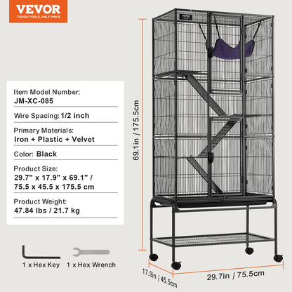 Rolling Metal Ferret Cage Large 4-Tier Critter