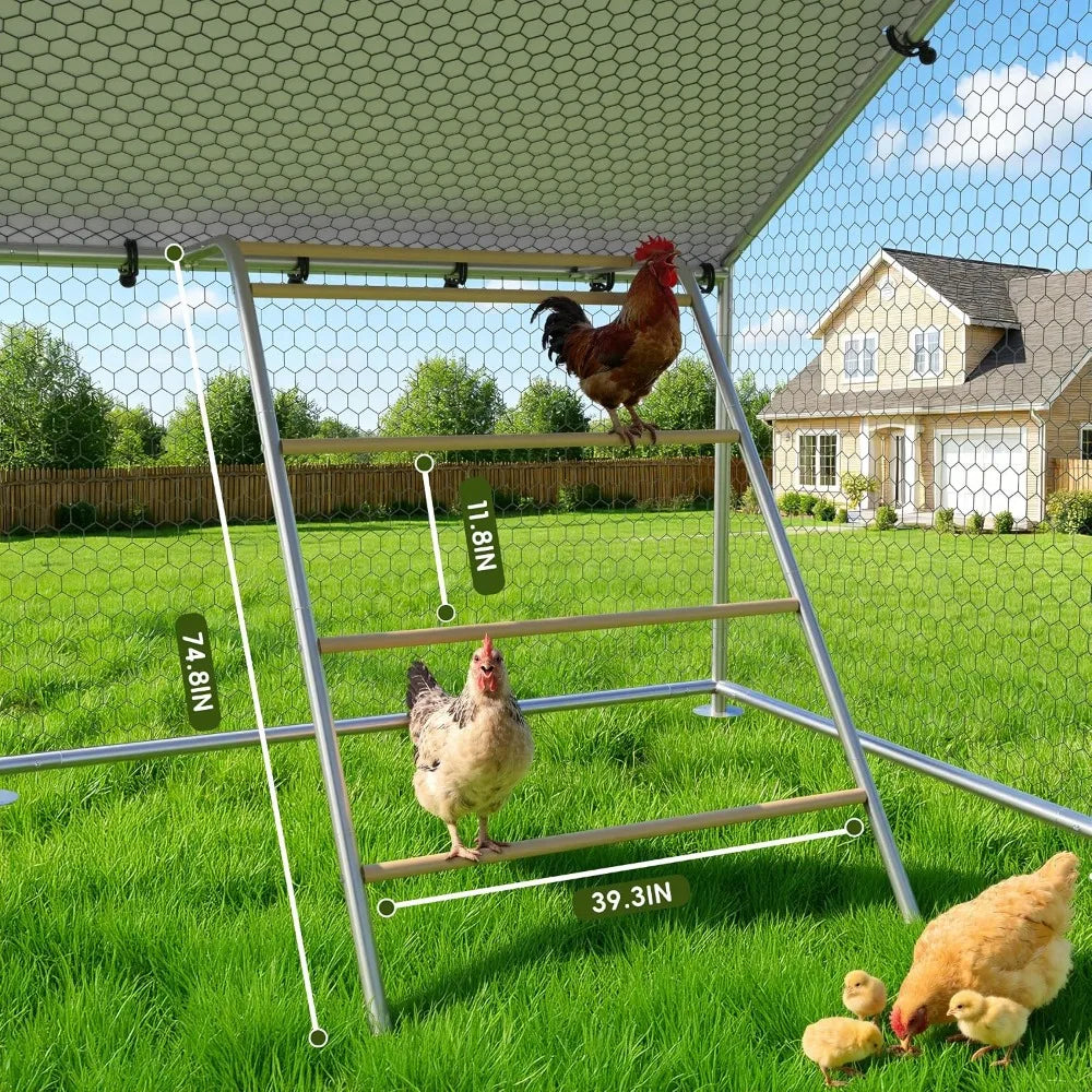 Large Metal Chicken Coop 9.8'x13.2'x6.4'