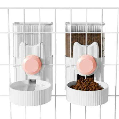 Hanging Cage Automatic Small Pet Food Bowl Water Bottle Dispenser,