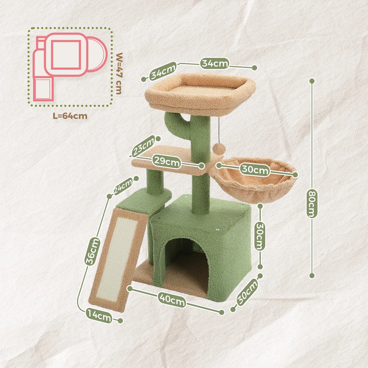 Cat tree Tower for Indoor Cats, Scratching Posts, Hammock, Top Perch