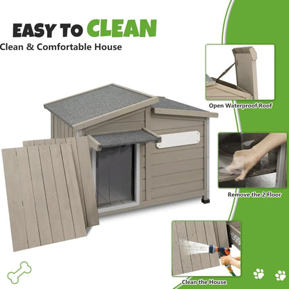 Large Outdoor Wooden Dog House, Weatherproof