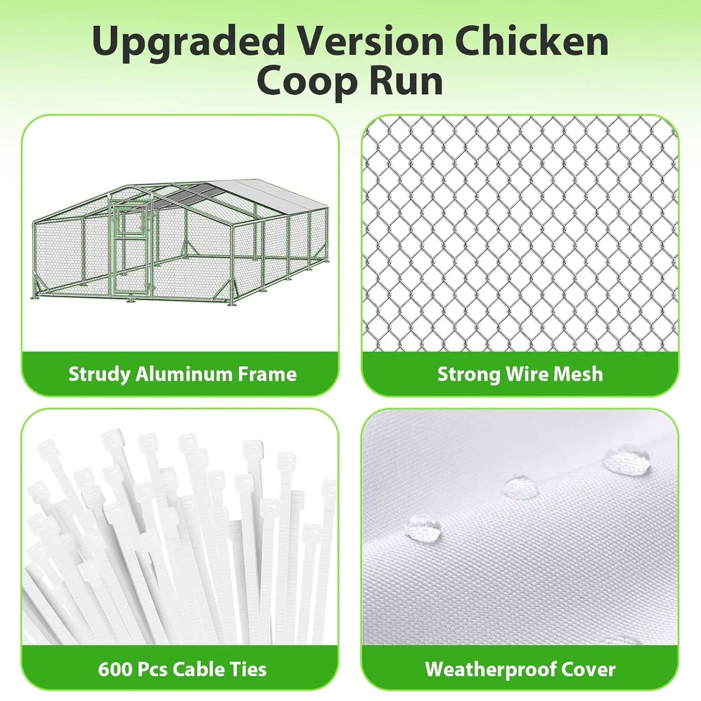 26x10x6.5FT Metal Chicken Coop Run with Cover