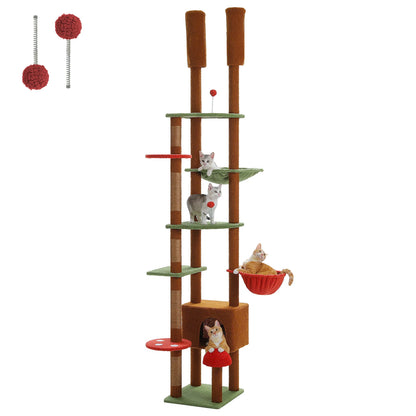 Cat Tree tower Height Adjustable Wooden with Hammock