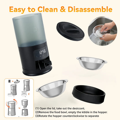 6L Automatic Cat/Dog Feeder with 2 Stainless Bowls