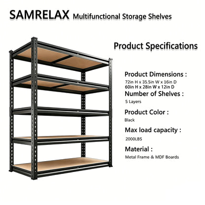 Garage Shelving 5 Tier Storage Shelves Heavy Duty