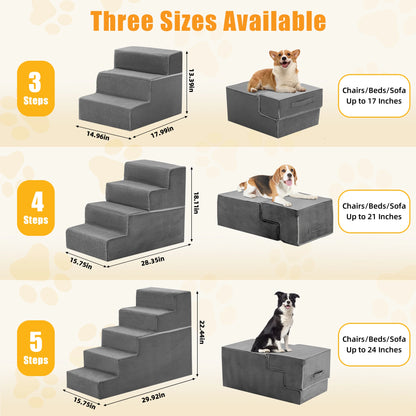 3-5 Step Right Angled Foam Dog Stairs Washable