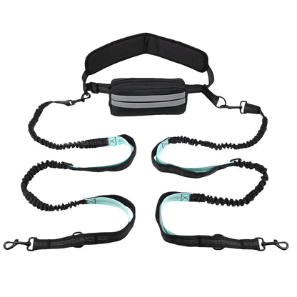 Hands Free Reflective Dog Leash Waist Bag Retractable