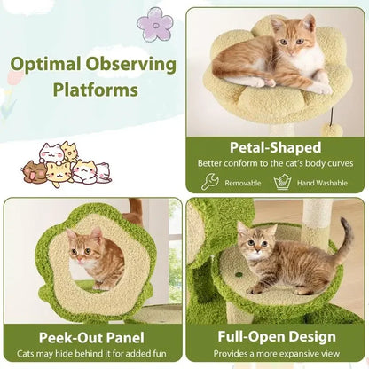 Cat Tree Multi-level Tower with Trunk Condo-Green