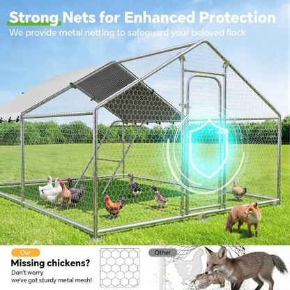 Large Metal Chicken Coop 9.8'x13.2'x6.4'