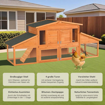 Weatherproof Wooden Chicken Coop with Run