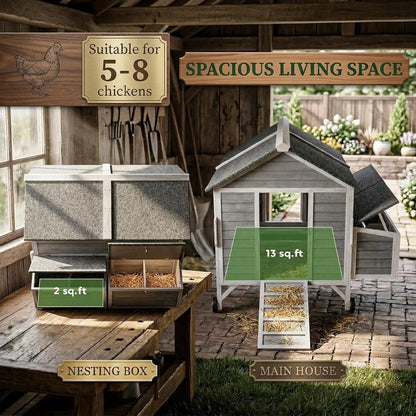 Mobile Chicken Coop with Wheels Handles Nesting Boxes