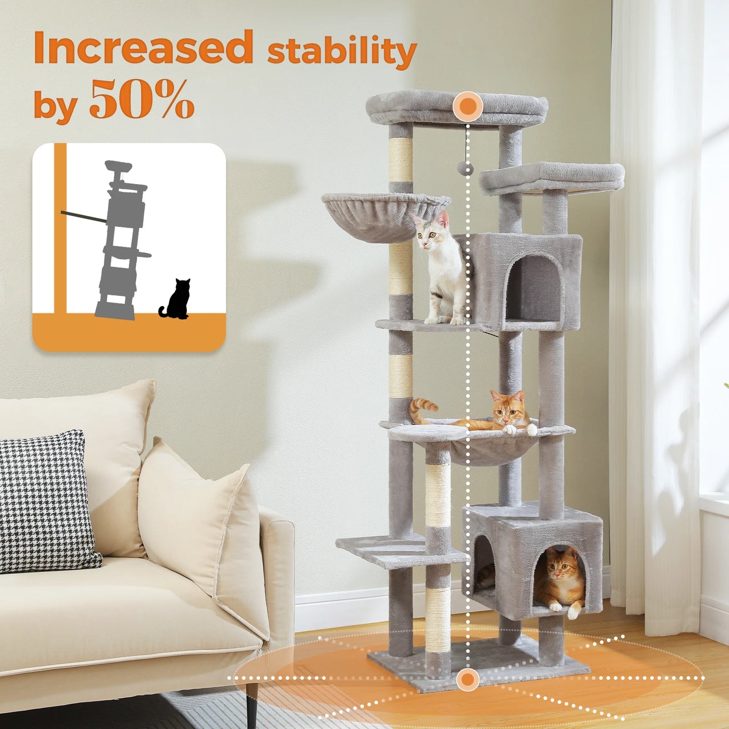 Tall Cat Tree Tower for Indoor Cats