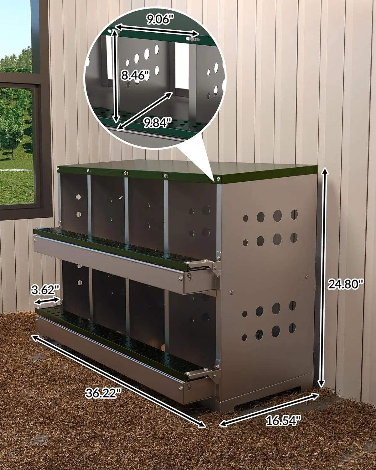 Metal Chicken Coop Nesting Box Roll Out Egg