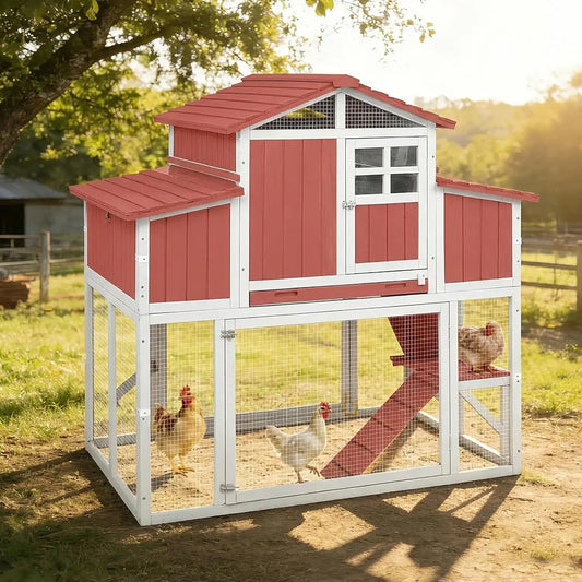 Wooden Chicken Coop 4 Nest Box Waterproof Roof