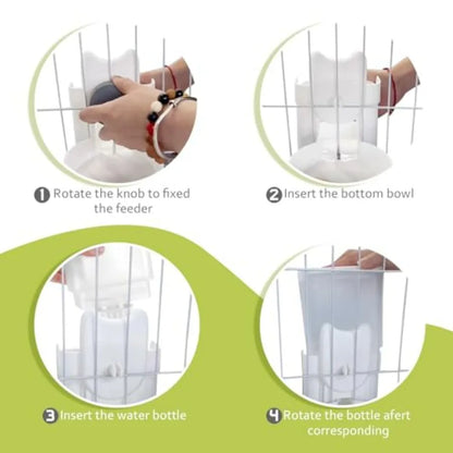 Hanging Cage Automatic Small Pet Food Bowl Water Bottle Dispenser,