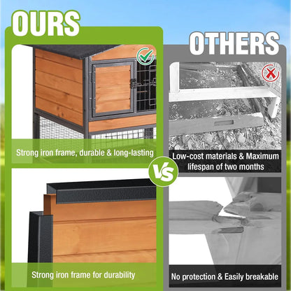 2-Story Rabbit Hutch with Full Metal Frame - 62"