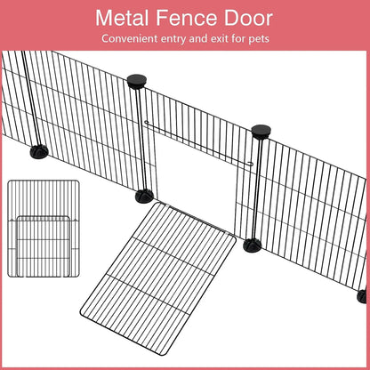 12 Panels Small Animal Playpen, 48" x 24" x 16" with Waterproof Mat
