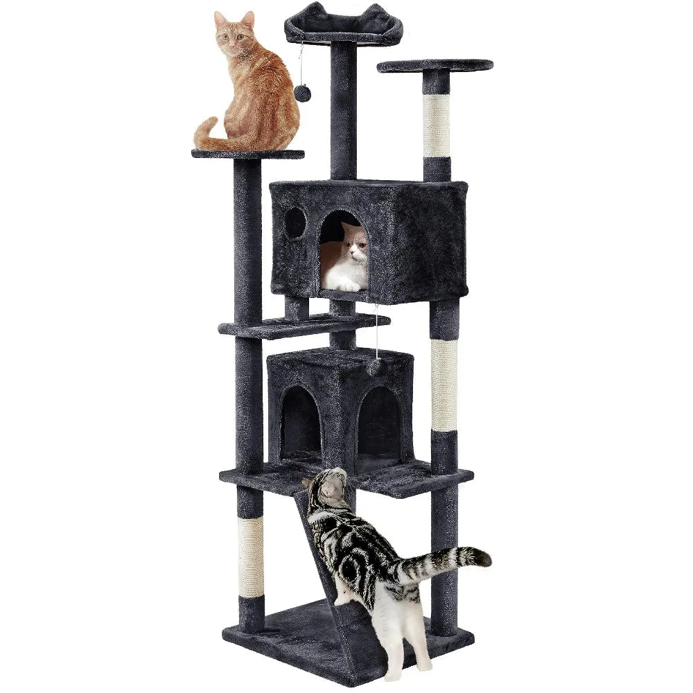 54in Cat Tree Tower with Kitten-Ear Perch