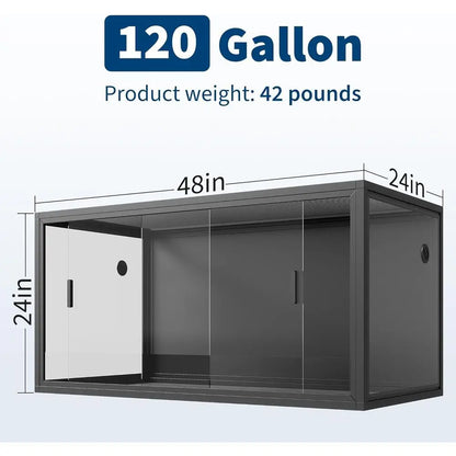 120 Gallon Large Reptile Enclosure, 48x24x24 Inches Glass Terrarium