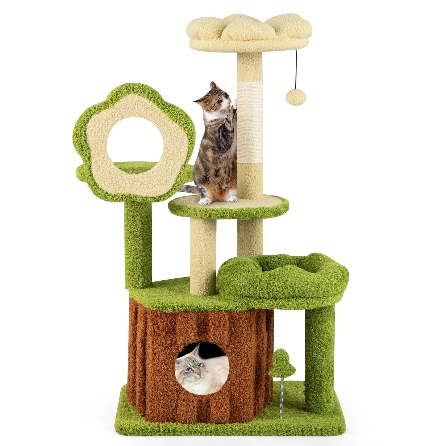 Cat Tree Multi-level Tower with Trunk Condo-Green