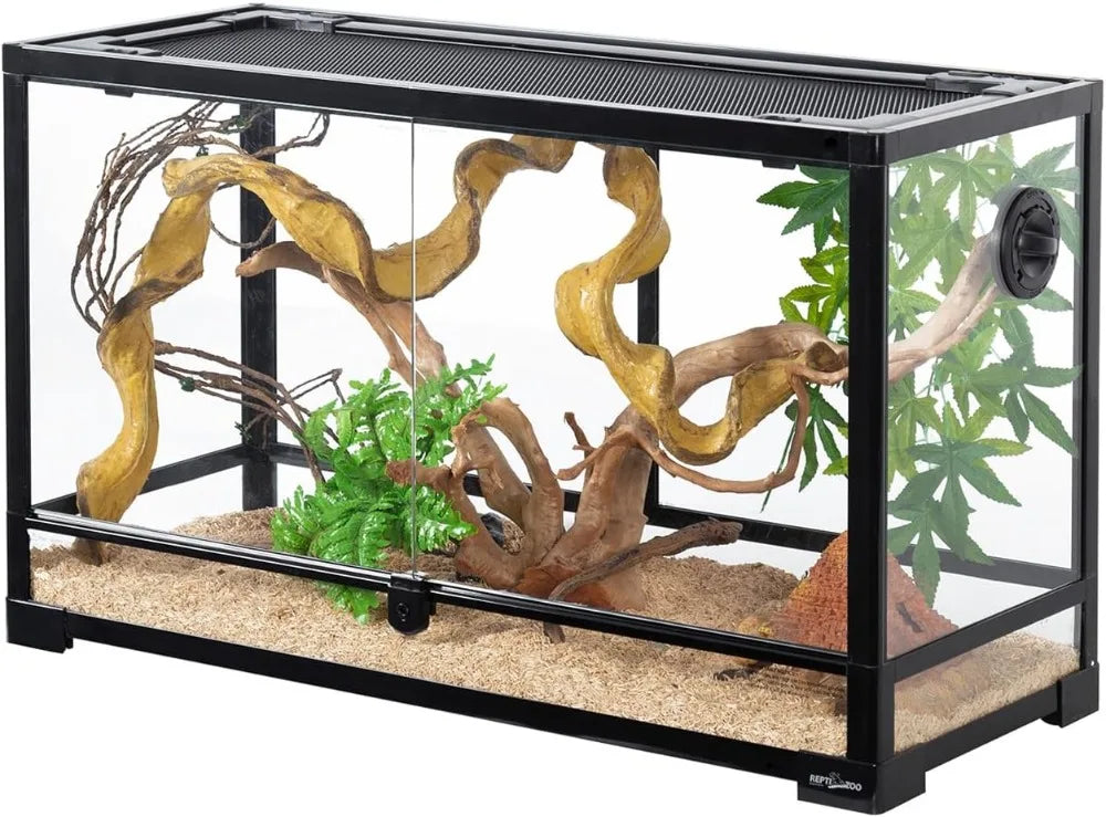 30 Gallon Reptile Terrarium, Tempered Glass Tank 30"x12"x18",