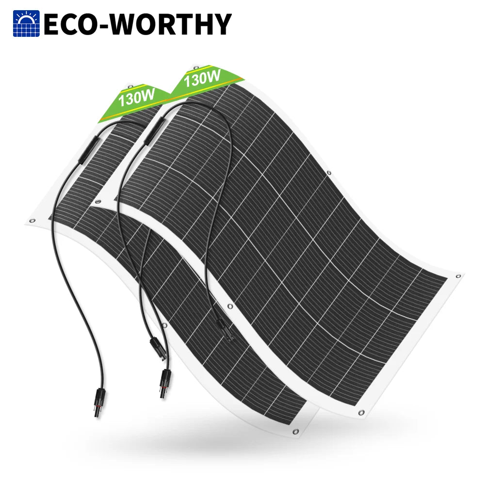 130 Watt 12BB Flexible Solar Panels, Waterproof Monocrystalline