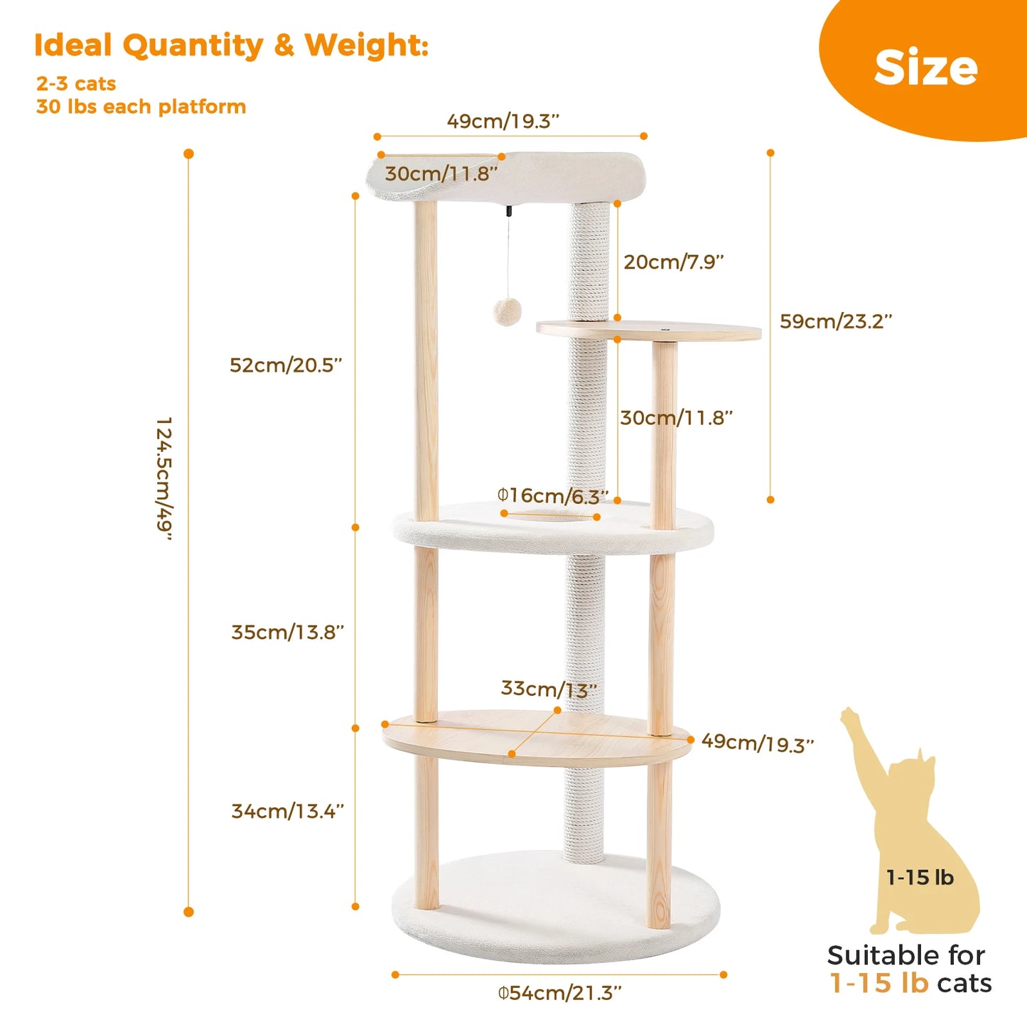 Cat Tree Tower Furniture Wooden with Scratching Post