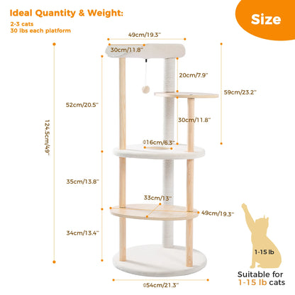 Cat Tree Tower Furniture Wooden with Scratching Post
