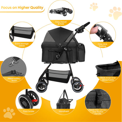 3 in 1 Pet Stroller for Medium Dogs Cats