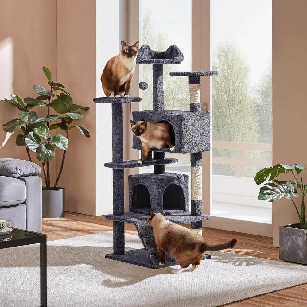 54in Cat Tree Tower with Kitten-Ear Perch