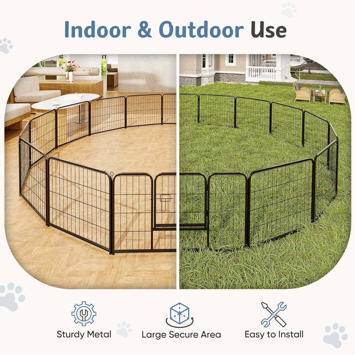 Dog Playpen Fence Metal 24 Inch to 32 Inch