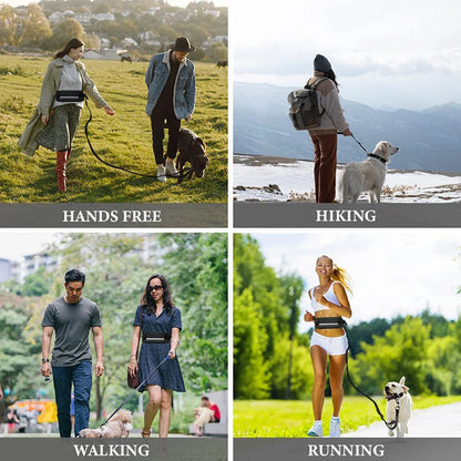 Hands Free Reflective Dog Leash Waist Bag Retractable