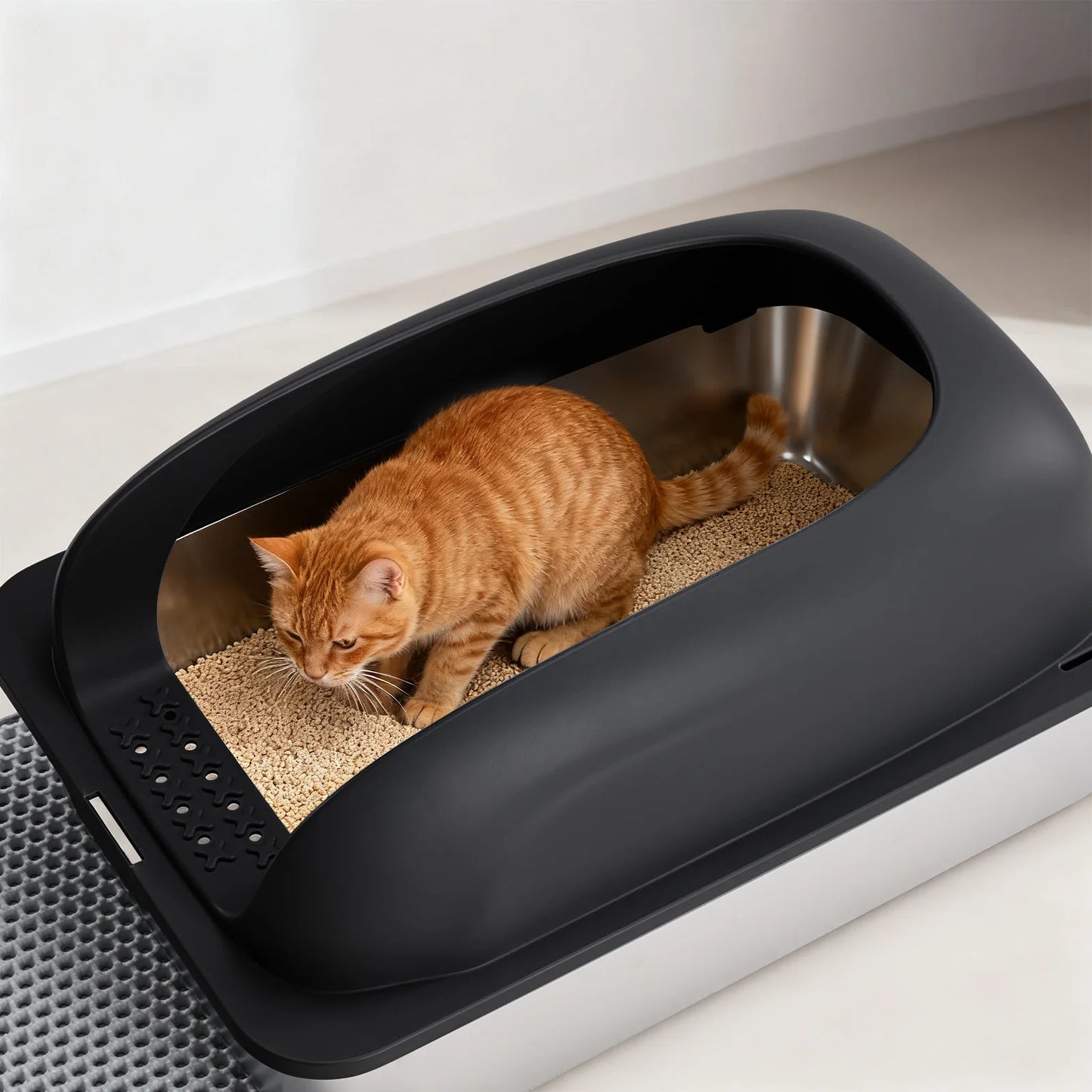 Stainless 24IN Steel Cat Litter Box with Lid Large Cat